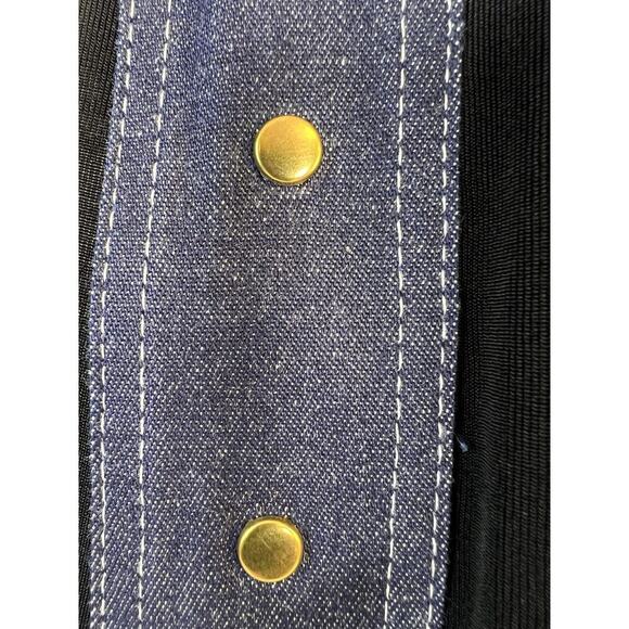 VTG SLINKY BRAND Open Cardigan Top Womens XL Made in USA Long Sleeve Black/Denim - Picture 6 of 11